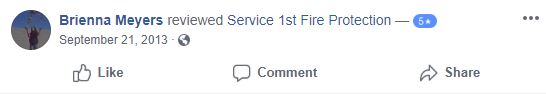 Facebook Review of Service 1st Fire Protection in Phoenix, AZ