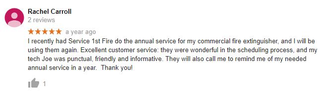 Google Review of Service 1st Fire Protection in Phoenix, AZ